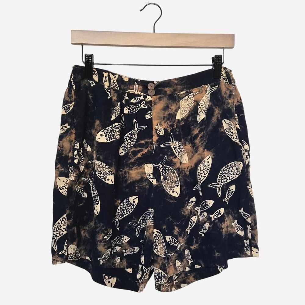 Vintage 90s hawaiian fishes tie dye flowy shorts size large